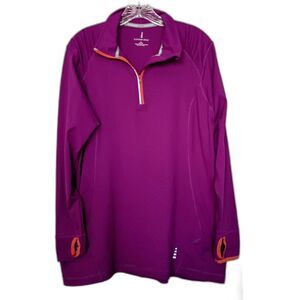 Lands' End Purple Performance 1/4 Zip Pullover Yoga Running Thumb Holes 1X